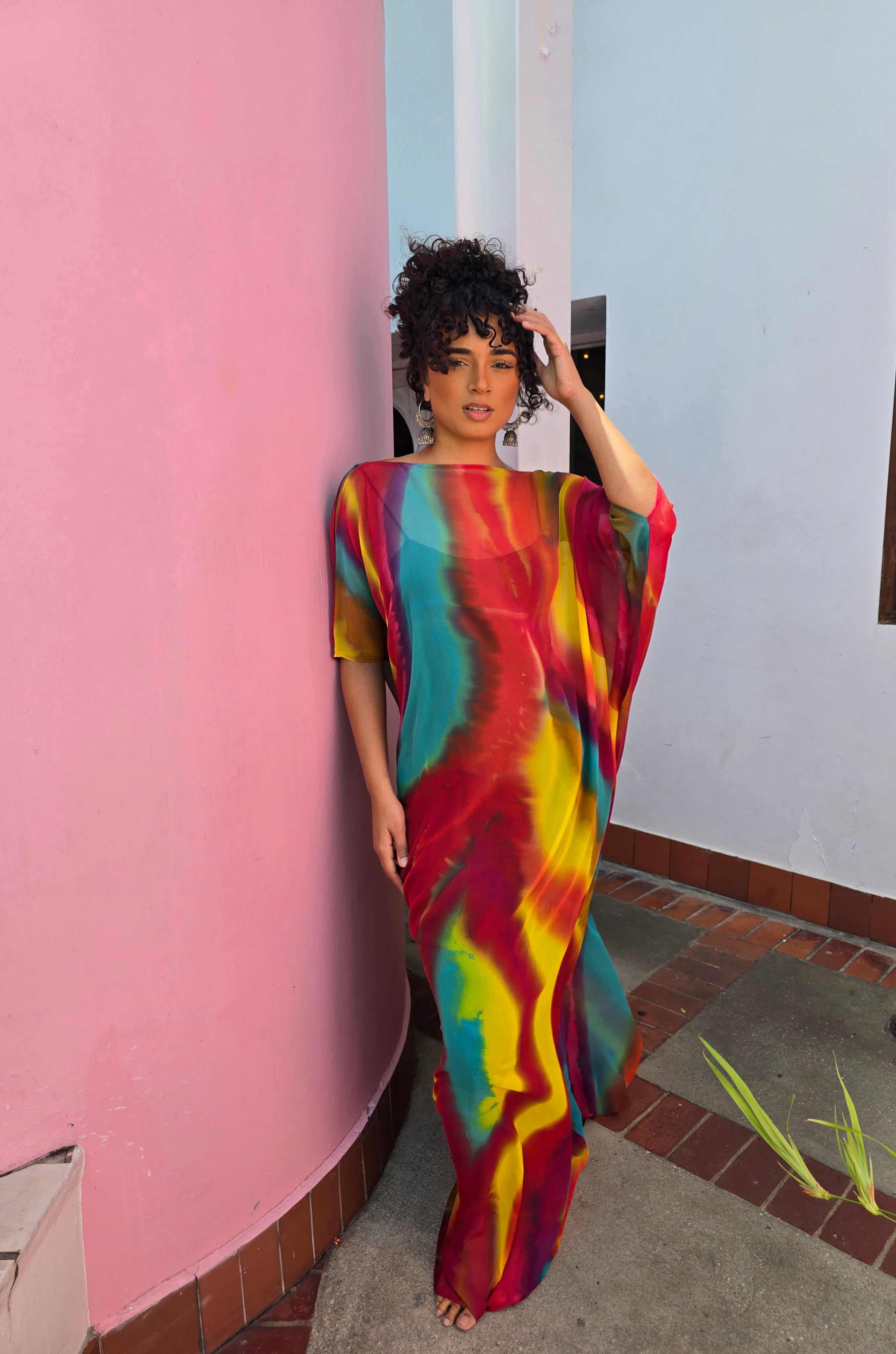 Hand Dyed Silk Chiffon Kaftan