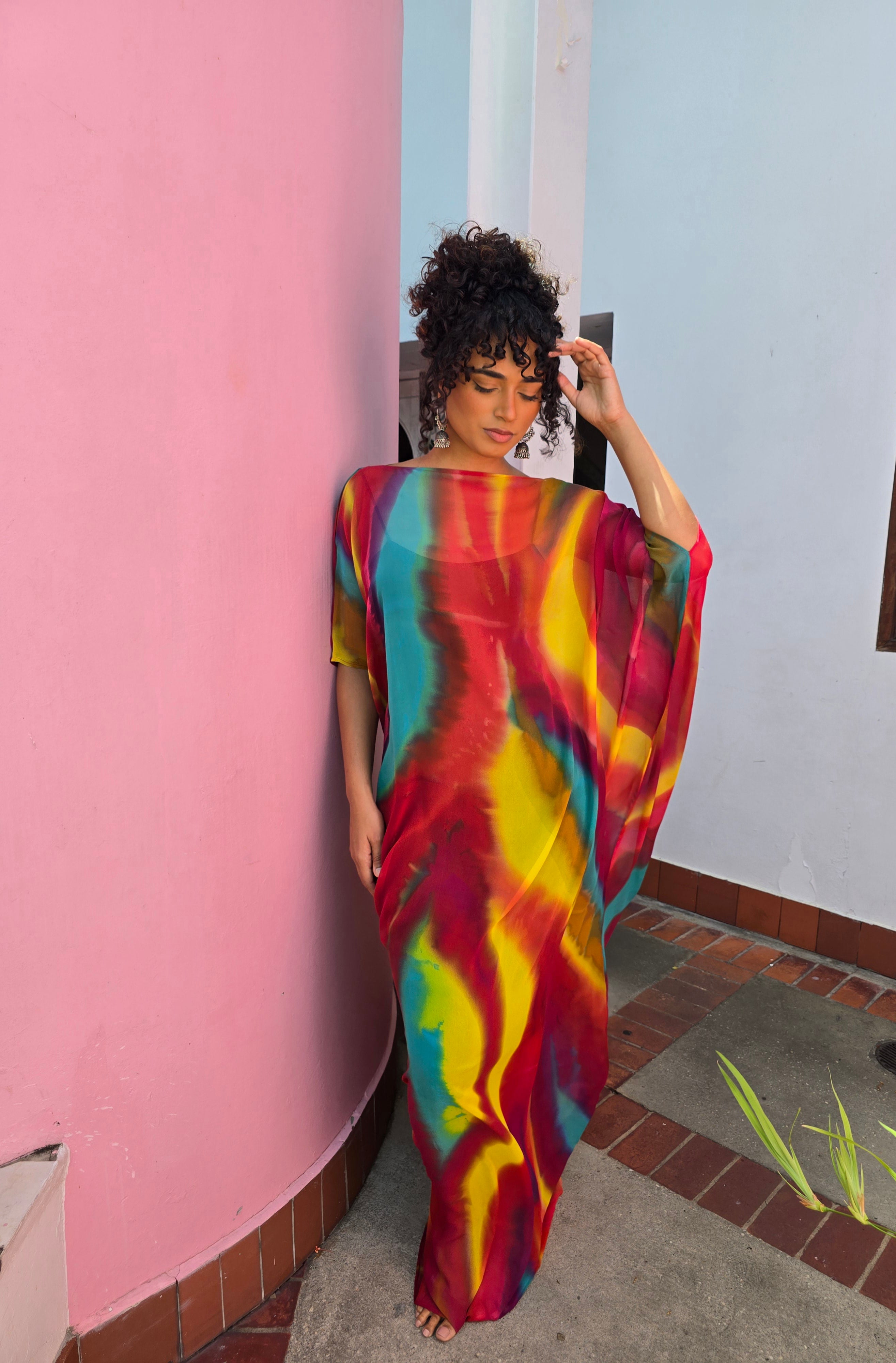 Hand Dyed Silk Chiffon Kaftan
