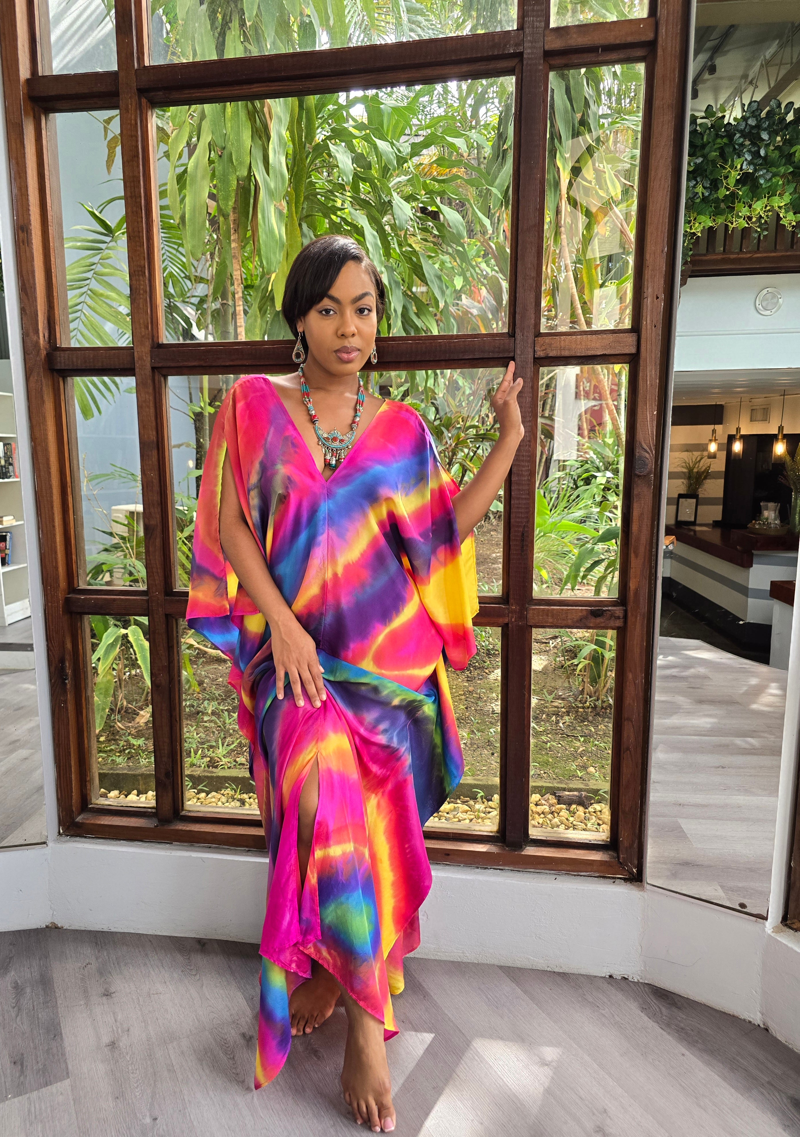 Hand Dyed Silk Habotai Kaftan