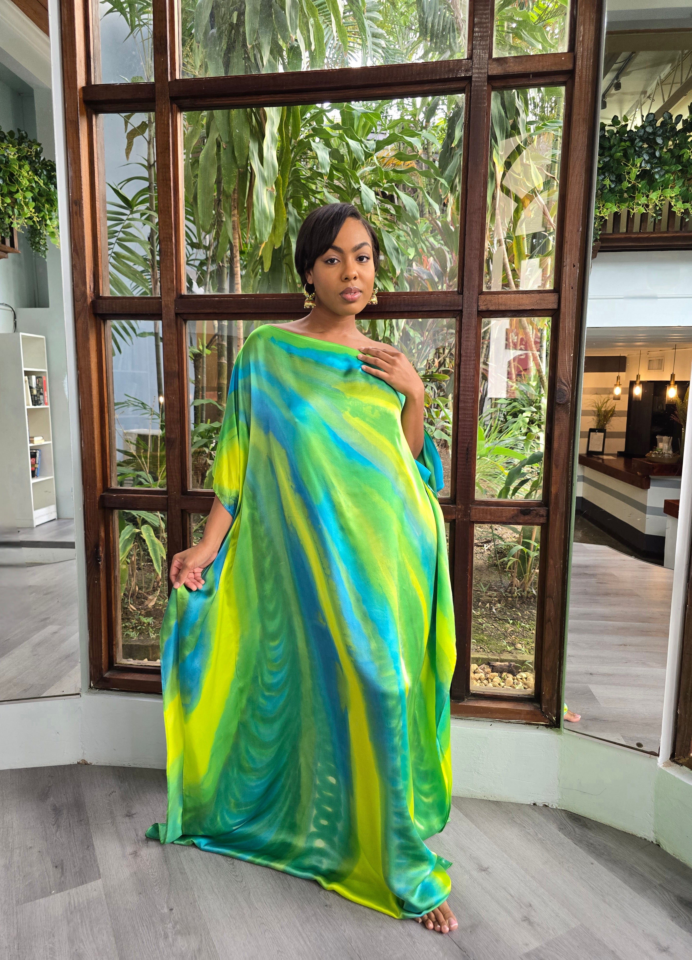 Hand Dyed Silk Charmeuse Kaftan