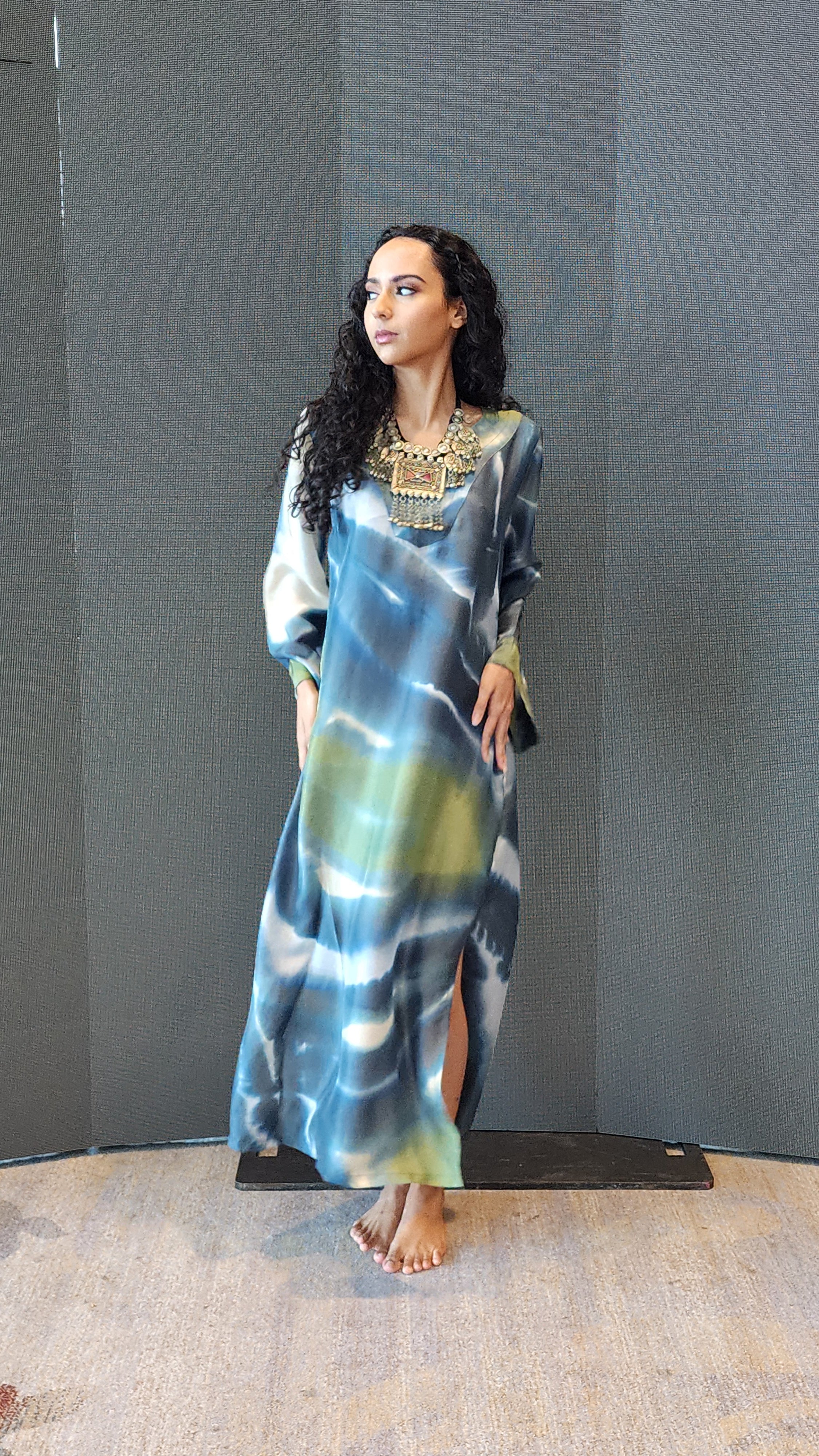 Hand Dyed Silk Habotai Kaftan