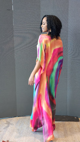 Hand Dyed Silk Charmeuse Kaftan