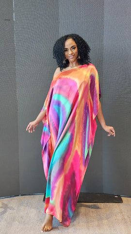 Hand Dyed Silk Charmeuse Kaftan