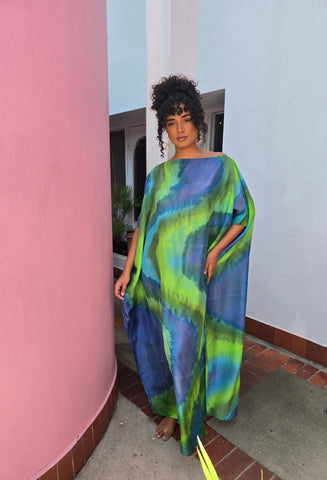 Hand Dyed Silk Habotai Kaftan