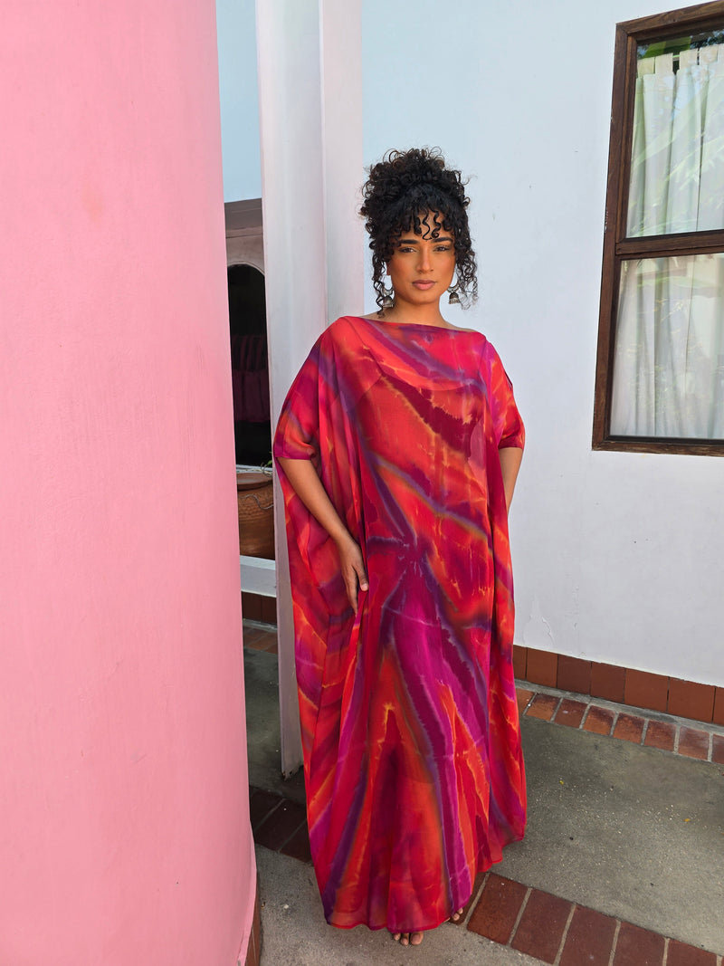 Hand Dyed Silk Chiffon Kaftan