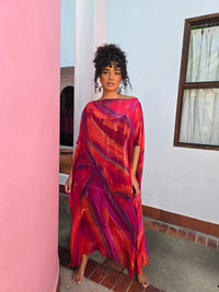 Hand Dyed Silk Chiffon Kaftan