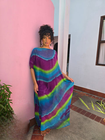 Hand Dyed Silk Chiffon Kaftan