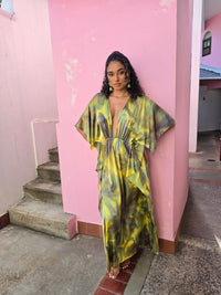 Hand Dyed Stretch Silk Charmeuse Kaftan