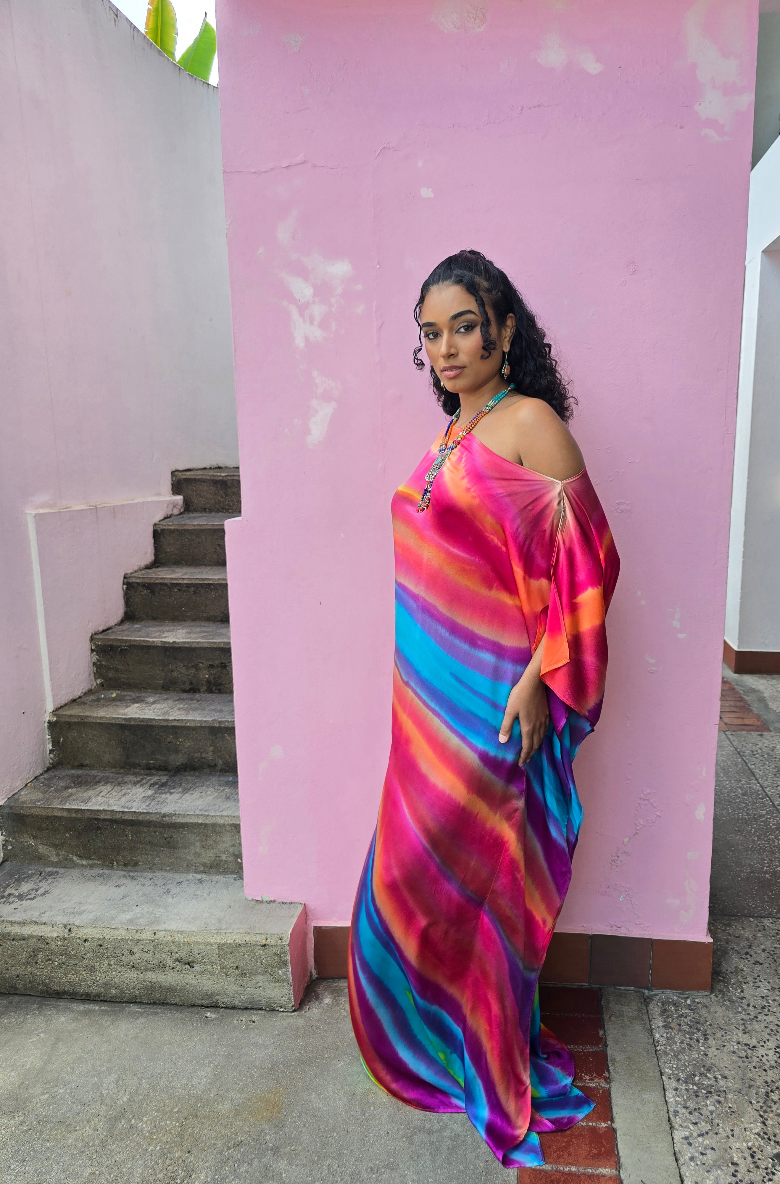 Hand Dyed Silk Charmeuse Kaftan