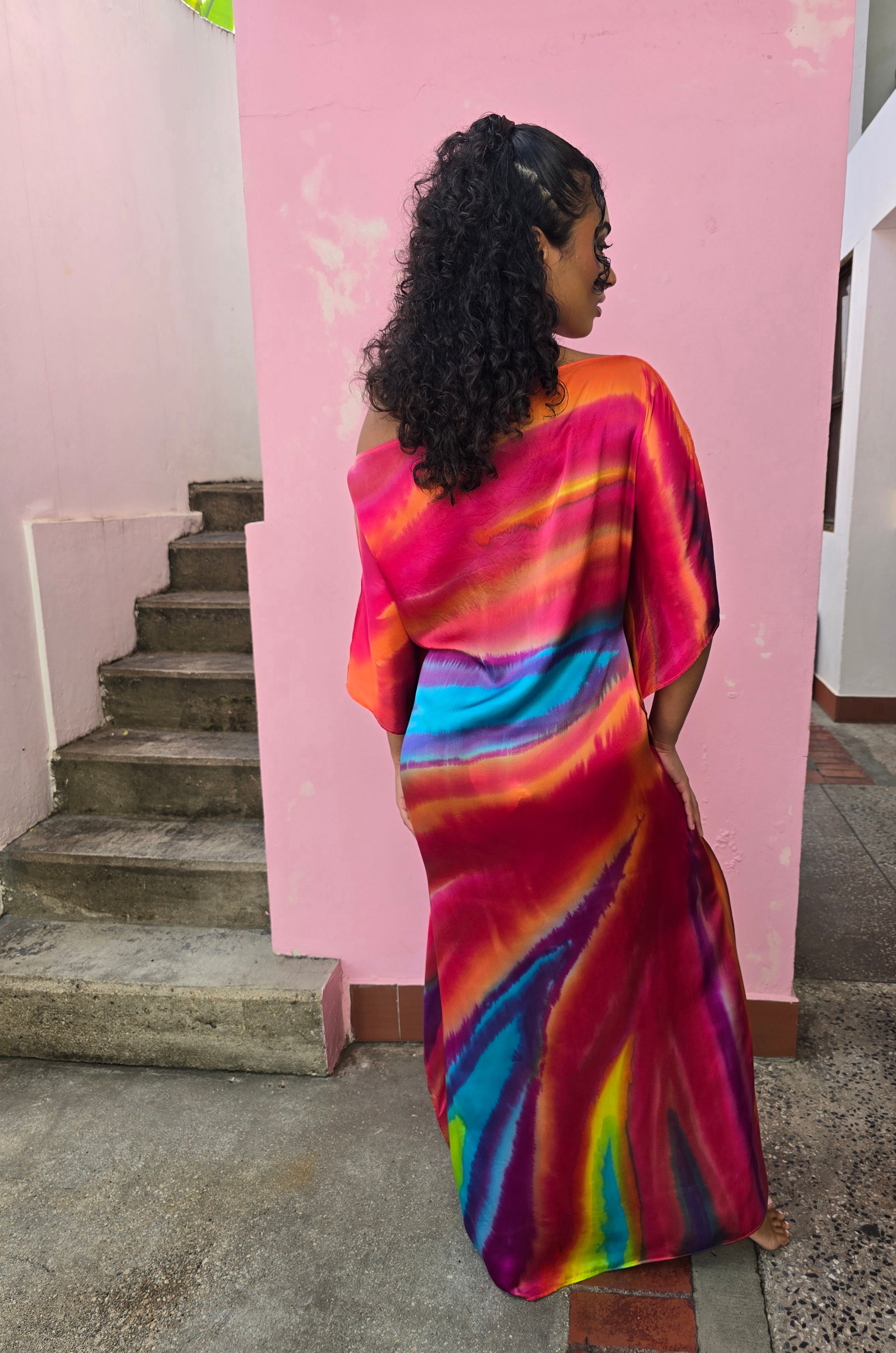 Hand Dyed Silk Charmeuse Kaftan