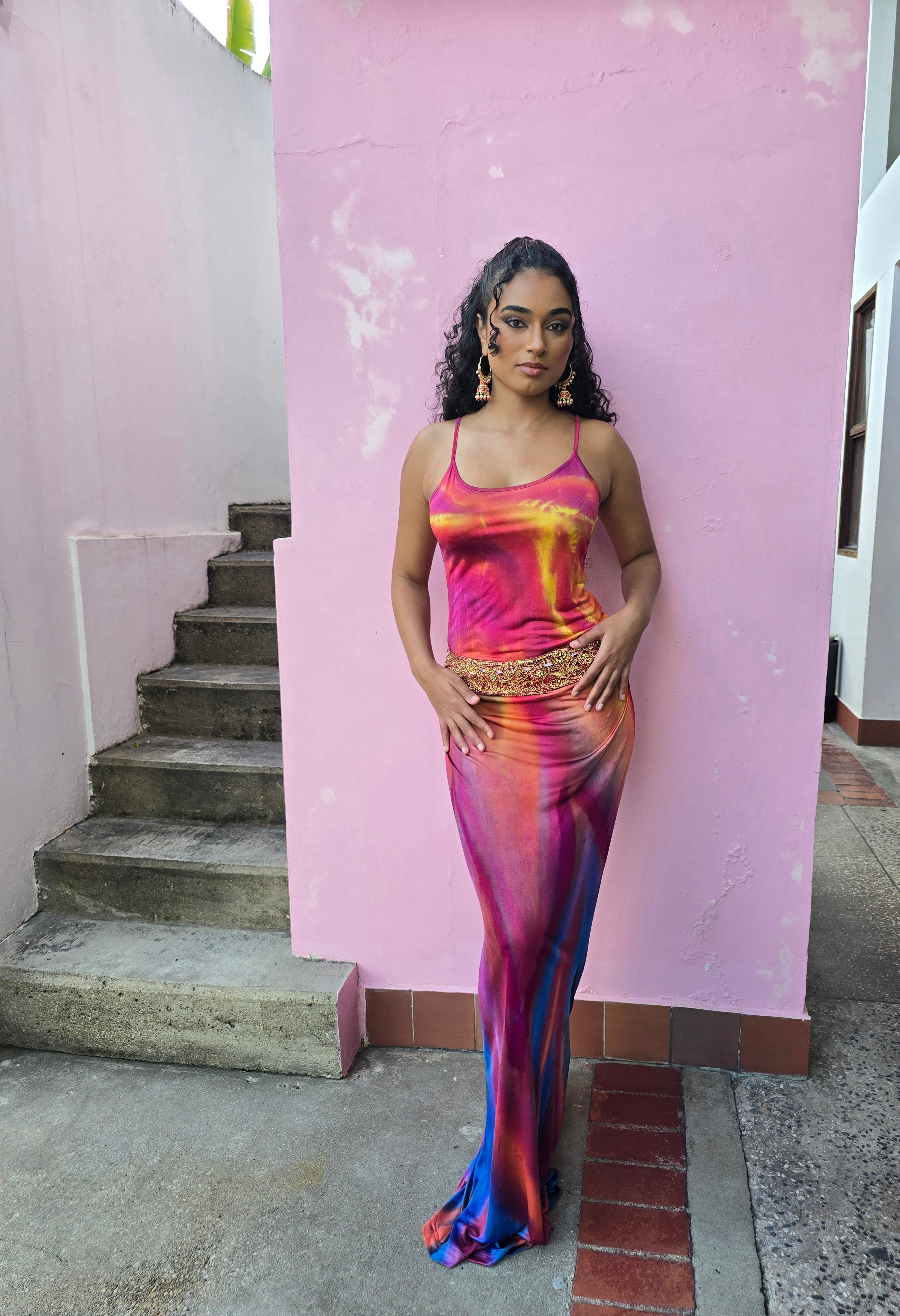Hand Dyed Silk Knit Embellished Tube Dress/Skirt