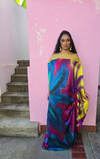 Hand Dyed Embellished Silk Charmeuse Kaftan