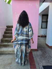 Hand Dyed Silk Habotai Embellished Kaftan