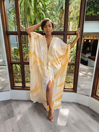 Hand Dyed Silk Charmeuse/Embellished Kaftan