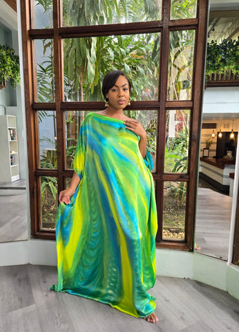 Hand Dyed Silk Charmeuse Kaftan