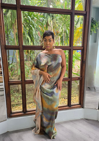 Hand Dyed Stretch Silk Charmeuse Kaftan