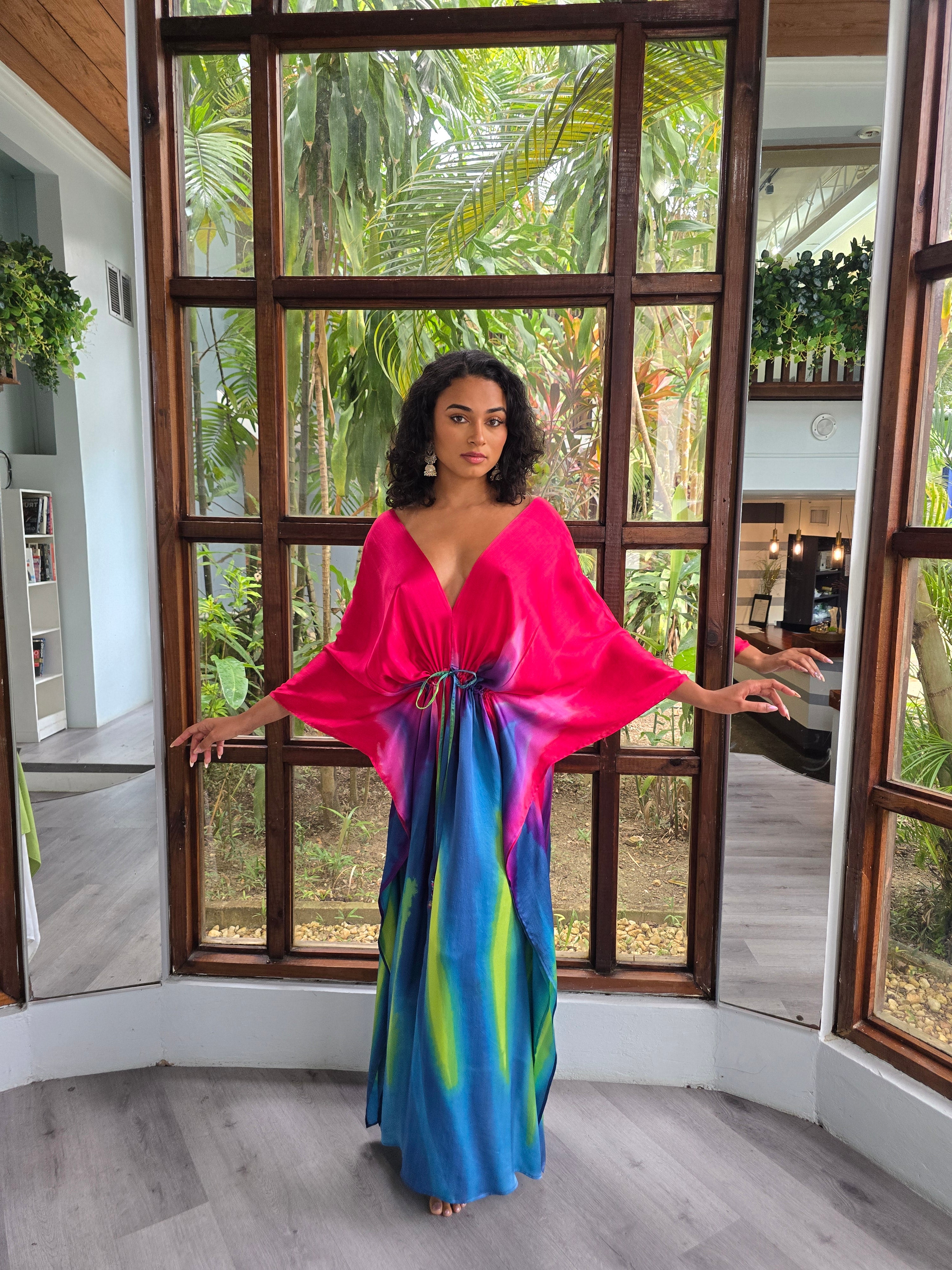 Hand Dyed Silk Charmeuse Kaftan