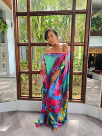 Hand Dyed Silk Charmeuse/Embellished Kaftan