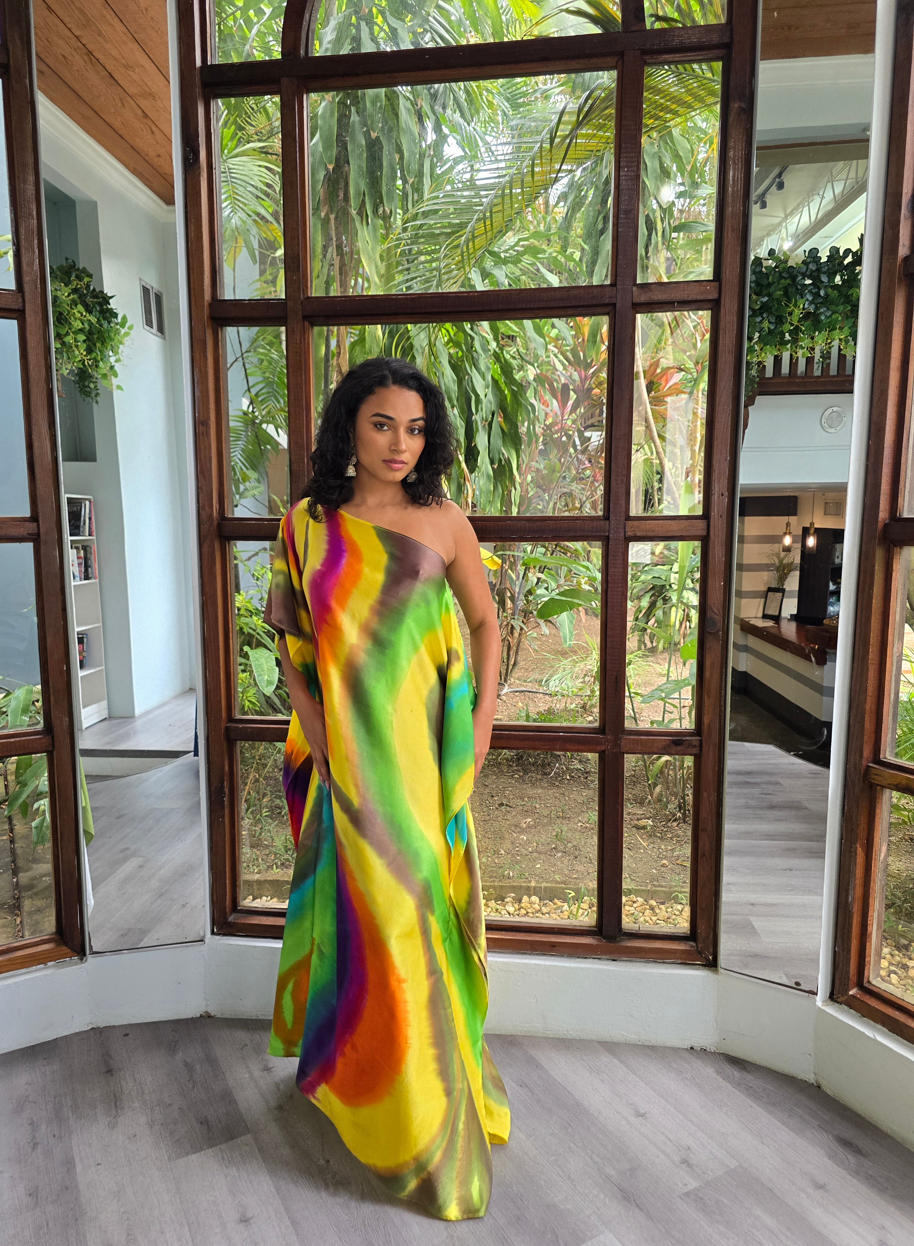 Hand Dyed Silk Charmeuse Kaftan