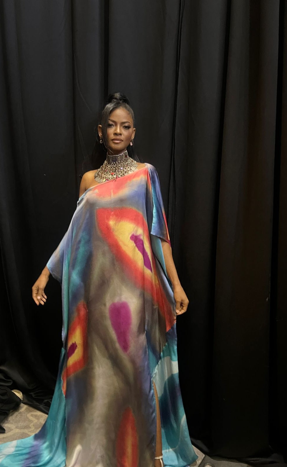 Hand Dyed Silk Charmeuse Kaftan