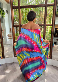 Hand Dyed Silk Charmeuse/Embellished Kaftan
