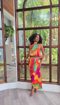 Hand Dyed Silk Charmeuse/Embellished Sari Skirt /Top