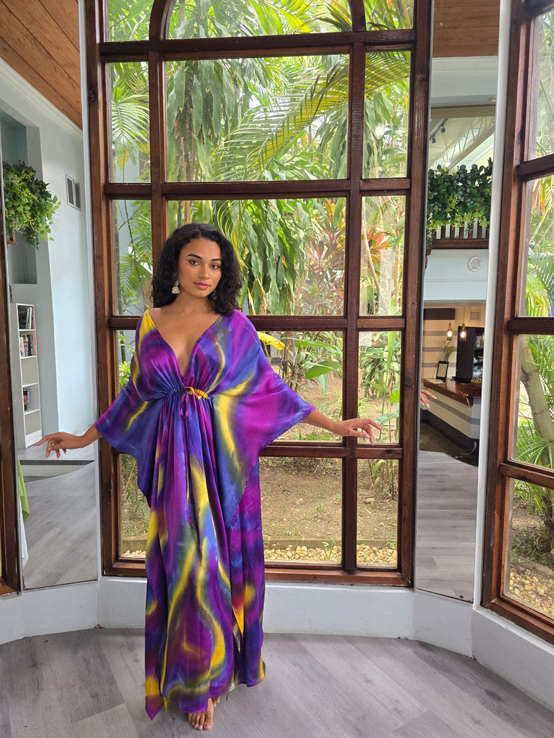 Hand Dyed Silk Charmeuse Kaftan