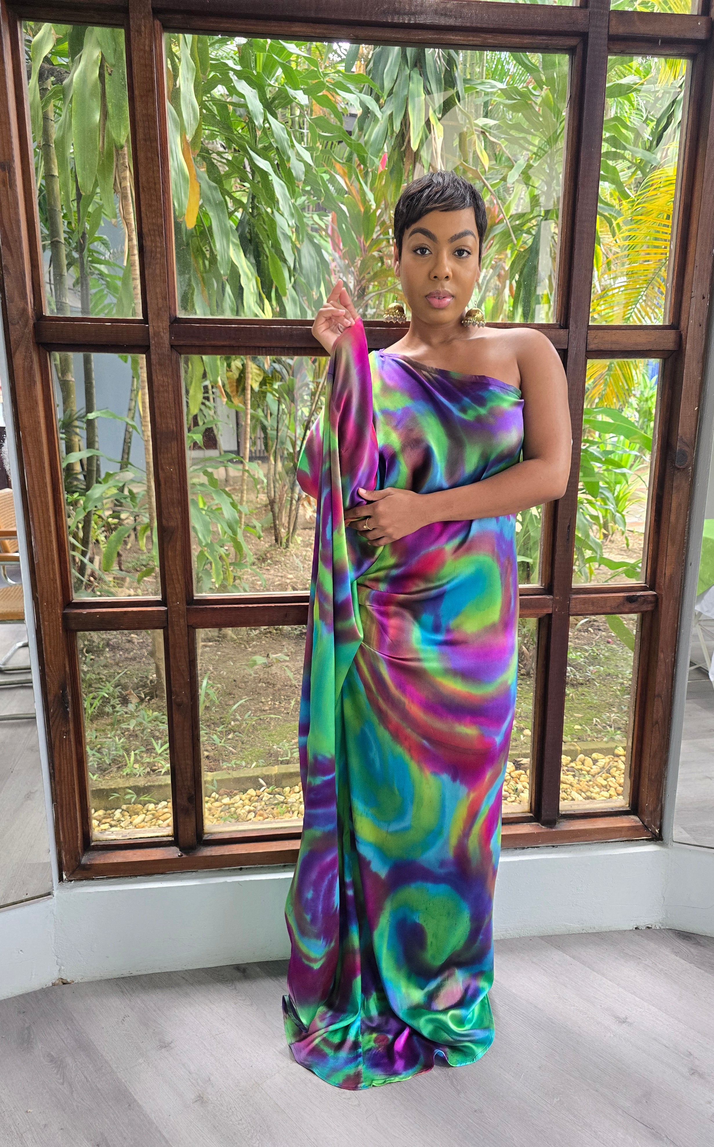 Hand Dyed Stretch Silk Charmeuse Kaftan