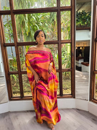 Hand Dyed Silk Charmeuse/Embellished Kaftan