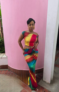 Hand Dyed Silk Knit 2 Piece Dress