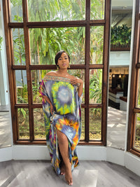 Hand Dyed Silk Charmeuse/Embellished Kaftan