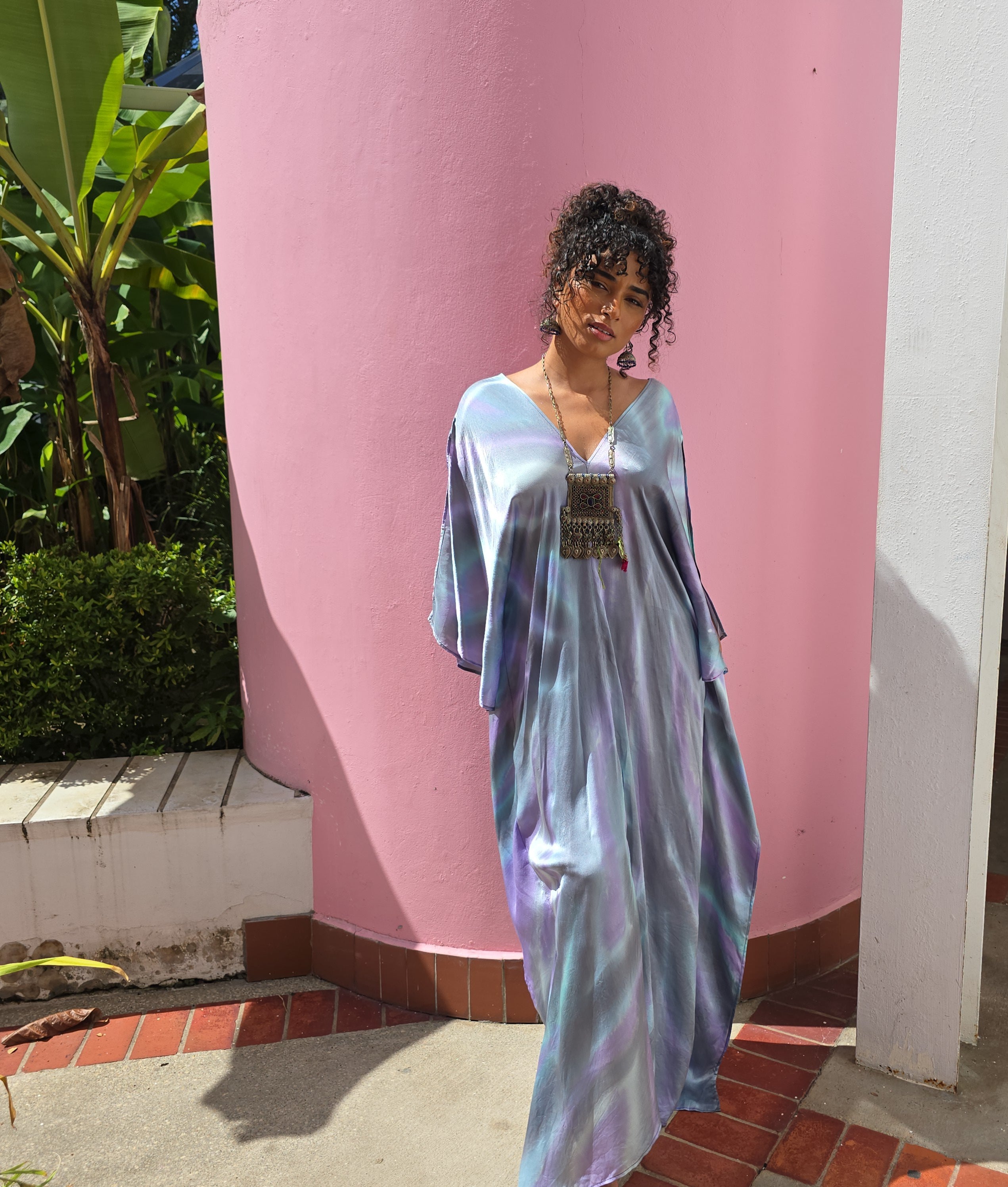 Hand Dyed Silk Charmeuse Kaftan