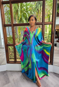Hand Dyed Silk Charmeuse Kaftan