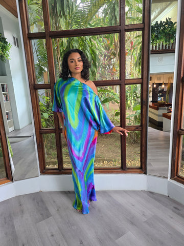 Hand Dyed Silk Charmeuse Kaftan