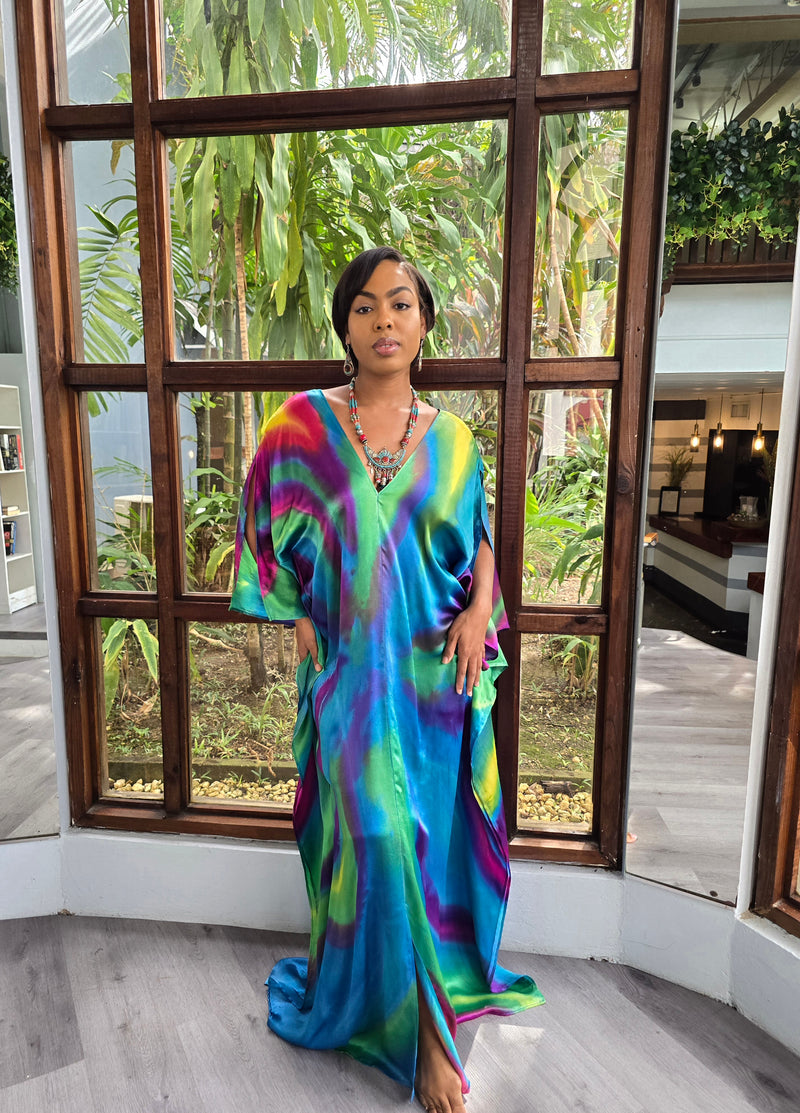 Hand Dyed Silk Charmeuse Kaftan