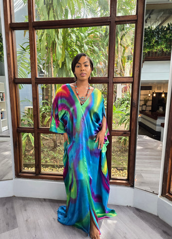 Hand Dyed Silk Charmeuse Kaftan